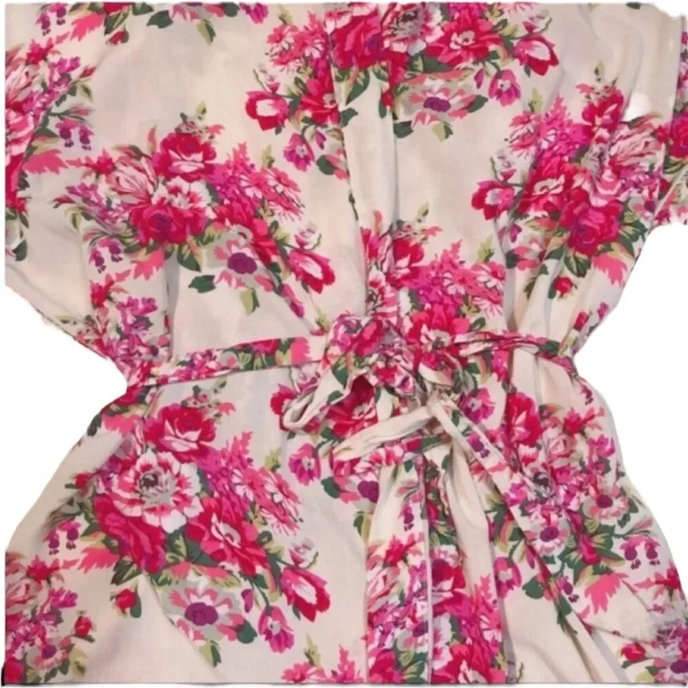 Bridesmaid Gold Floral Wrap Robe Size M/L - Picture 4 of 5